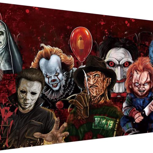 KYOQFVN Halloween Diamond Painting Kits for Adults,5D Full Round Diamond Halloween Clown Diamond Art Kit, Large Dots Diamond Painting for Beginners, DIY Beads for Home Wall Decor, 27.5" x 15"
