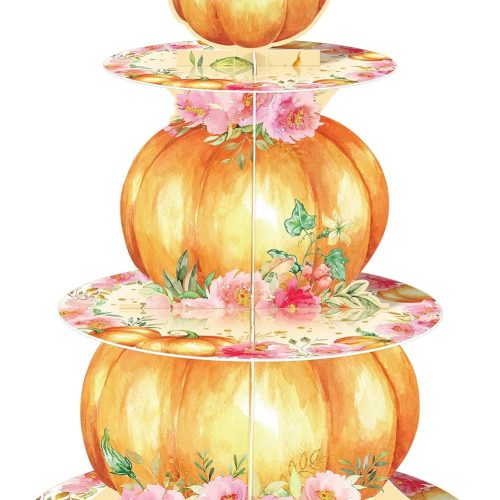 Zopeal Little Pumpkin Baby Shower Decorations 3 Tier Fall Cupcake Stand Fall Pumpkin Cake Holder Autumn Harvest Cake Dessert Tower for Thanksgiving Theme Birthday Party Favors Supplies