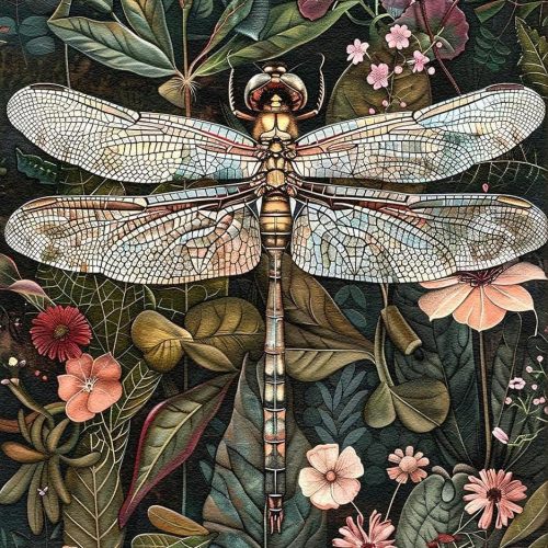 AIBOERL Retro Dragonfly Diamond Art Kits for Adults,Dragonfly 5D Diamond Painting Kits for Adults Beginners, DIY Full Round Drill Diamond Dot Painting Gem Art Kits for Adult, Home Wall Decor 12x16Inch