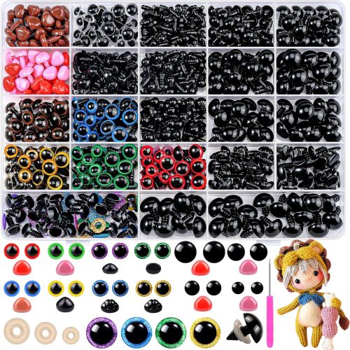 Fulasiteu 1100PCS Safety Eyes and Noses, Amigurumi Safety Eyes for Crocheting, Colorful Doll Crochet Eyes with Washers for Plush Animal, Crochet Toy, Stuffed Doll and Teddy Bear (Various Sizes)