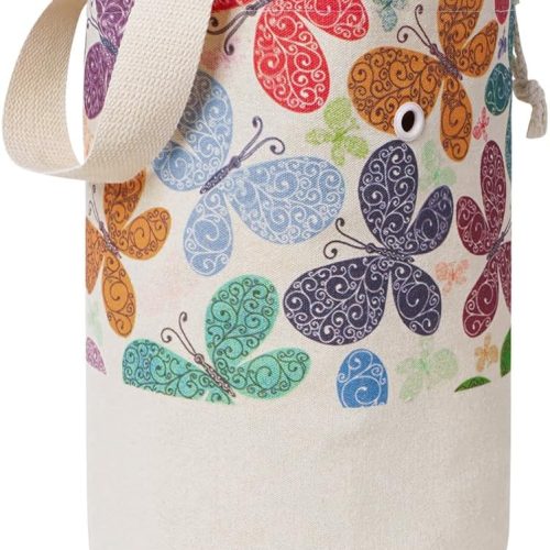 TOGETRUE Yarn Bag, Knitting Crochet Bag, Portable Yarn Storage Bags Organizer for Crocheting Project, Store Skein Ball, Short Knitting Needle (Medium, Butterfly)