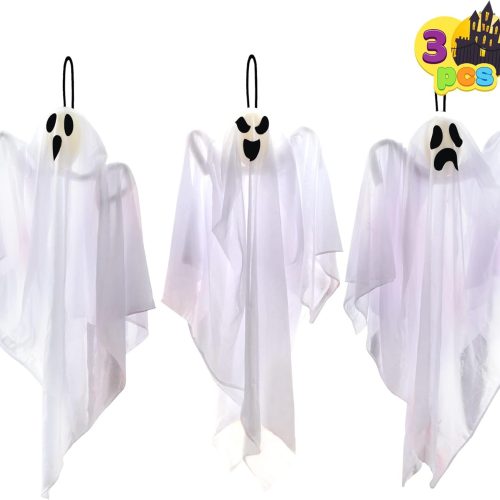 JOYIN 1 PC 27.5" Halloween Hanging Ghosts Decorations Outdoor, Halloween Flying White Ghosts Decor for Tree Front Yard Patio Lawn Garden, Haunted House Prop, Party Décor Outside