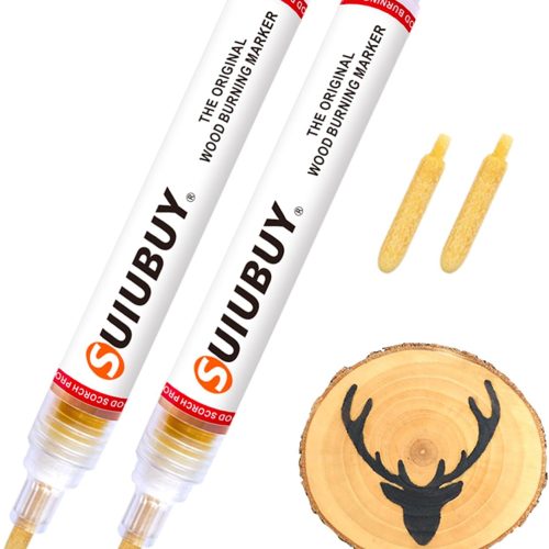 Wood Burning Pen Kit, 2 PCS Scorch Pens Equipped with 2 PCS Replacement Oblique Tip, Chemical Burner Set, Suitable for Beginners of DIY Wood Burning Projects