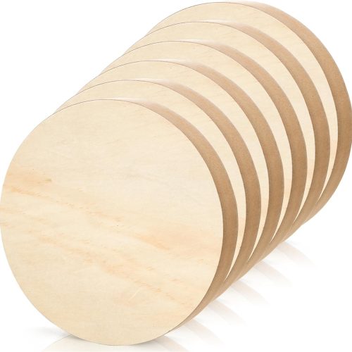 DEAYOU 6 Pack MDF Wood Circles, 6" Round Unfinished Wood Board, Wooden Disc Plaque for Crafts, Medium Density Fiberboard, 1" Thick Wood Block Coaster Base for DIY, Engraving, Chip Carving, Painting