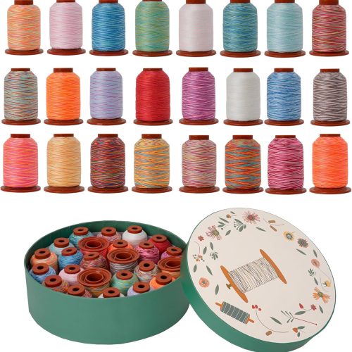 24 Colors Variegated Sewing Thread,500Y Each Spool Polyester Threads,Rainbow Thread 30wt Variegated Quilting,for Sewing Machines,Hand Sewing&Embroidery&Serger