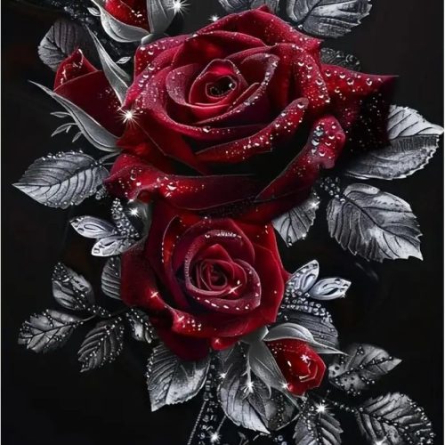 MOMDEDP Rose Diamond Painting Kits for Adults,Rose Flower Diamond Art Kits for Beginners,Roses Gem Art Kits for Adults for Home Wall Decor 16x12inch Floral