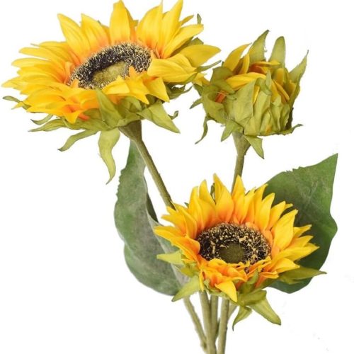 CTG807CT_1 Htmeing Artificial Sunflowers Silk Flowers Fake Branches Decorative Plants Stems for Home Office Shop Decor (2pcs)