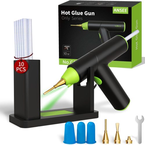 Hot Glue Gun Kit, Cordless Glue Gun with Stand USB Rechargeable Fast Preheating Auto Shut-Off Mini Hot Melt Glue Gun Tool for DIY Crafts Arts School Home Quick Repair (Green)