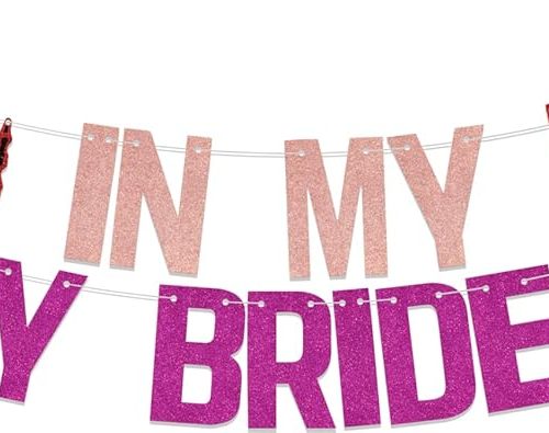 Four Ever Sweet In My Spooky Bride Era Banner - Bridal Shower Halloween Theme Decorations - Summerween Theme Bachelorette Wedding Party Supplies Rose Gold & Rose Red