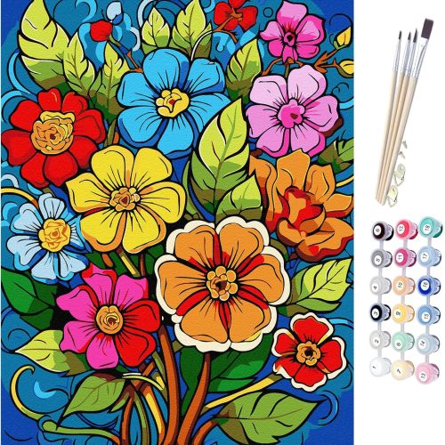 Liccyy Paint by Numbers Kit for Adults Beginners Starter & Tool,Spring Flower Color Paint by Numbers on Canvas DIY Acrylic Painting Artist Art Paintworks Craft Kits for Home Decor Gift, 12x16in