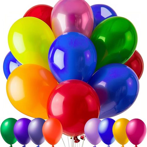 100 PCS Balloons, 12 Inch Assorted Colors Balloon & 10 Kinds of Color Balloons, Latex Balloon Bulk for Birthday, Baby Shower, Wedding, Family Party.