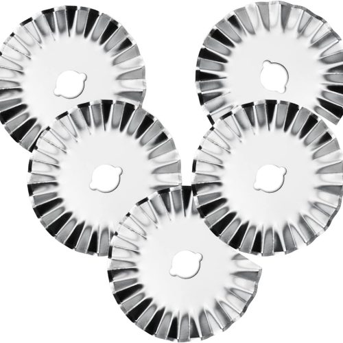 CTMR46CT_1 45mm Rotary Cutter Blades, Wavy Replacement Blade, Pinking Rotary Blades Refill 45mm,Fits Fiskars,OLFA, SKS-7,Fabric Cutting Blades Refill for Quilting Scrapbooking Sewing Arts &Crafts,5 Pack(Silver)