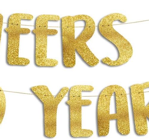 Cheers to 50 Years Gold Glitter Banner - 50th Anniversary and Birthday Party Decorations
