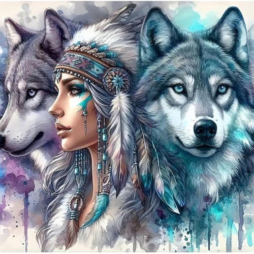 ajepon Wolf Diamond Art Kit-5D Diamond Painting for Adults, Wolf Adult Diamond Painting Kits, Gem Painting Kit Arts for Wall Home Decor Arts Craft 12x16inch22.29CTN360CT