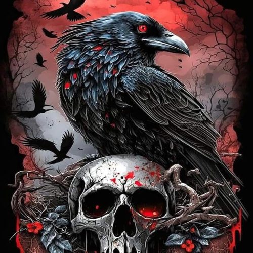 Mrnsiet Halloween Diamond Painting Kits for Adults, 5D Crow Diamond Painting for Beginner, DIY Full Drill Skull Diamond Art Kits for Home Wall Decor 12 x 16 Inch