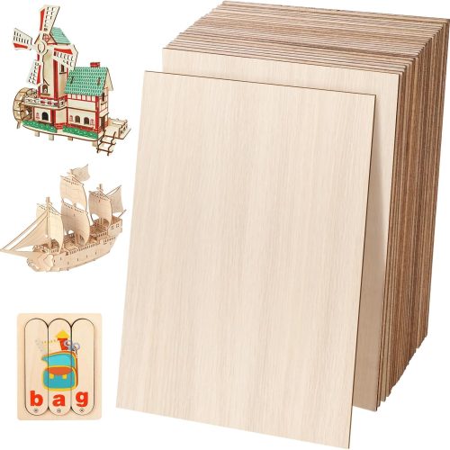 24 Pack Basswood Sheets - 4 x 6 x 1/16 Inch Thin Plywood Wood Squares for Crafts, Architectural Models, Laser Cutting, Wood Burning and Drawing