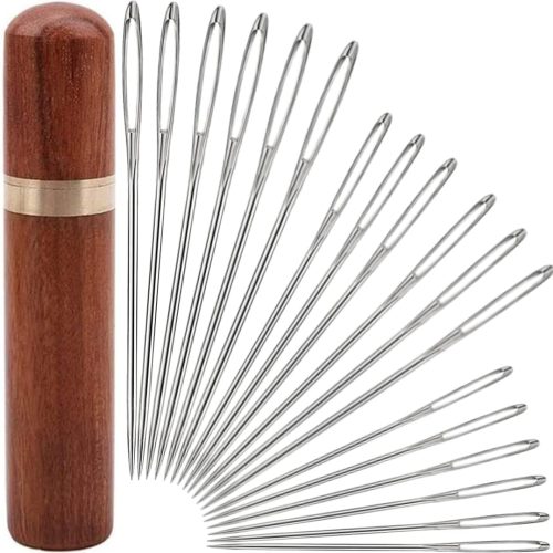 Yklbpd 18 Pieces Large Eye Sewing Needles, Handmade Yarn Knitting, Sharp Stainless Steel Embroidery Thread Needle for Leather and Tapestry