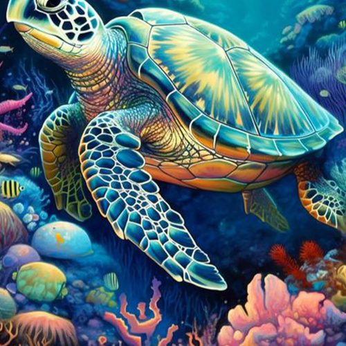 FOXKISS Sea Turtle Diamond Art Painting Kits for Adults, Full Drill Diamond Dots Paintings for Beginners, Round 5D Paint with Diamonds Pictures Gem Art Painting Kits DIY Crafts Kits 12x16inch