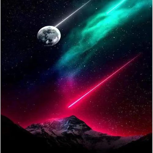 hyzsj 5D Aurora Diamond Art Painting,Large Diamond Painting Kits for Adults,DIY Full Drill Crystal Rhinestone Arts,Gem Art Painting with Diamond Home Wall Decor (Mountain Moon 27.5 X 15.7inch)