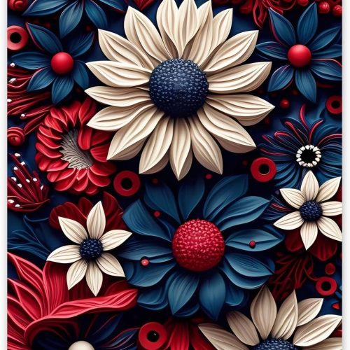 Gabbana 5D Patriotic Floral Diamond Art Painting Kits, Patriotic Diamond Painting Full Diamond Art Kits for Adults Embroidery Cross Stitch Arts Craft Supply Canvas Wall Decor 8x12 Inch