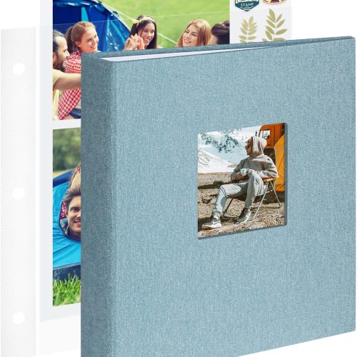 8.5x11 Inch Large 3 Ring DIY Scrapbook Photo Album with 30 Plastic Sleeves 60 Pages Blank Scrapbooks, 8.5 x 11 Scrap Book Albums for Baby Travel Wedding Graduation kids (Cyan Blue)