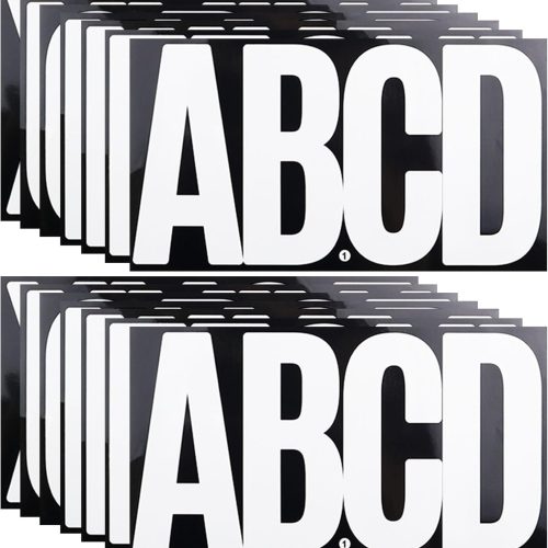 6 Inch Large White Letters Stickers, 76 Pieces Self Adhesive Alphabet Sticker for Mailbox,Door,Truck and Outdoor, Waterproof&Weatherproof Sticky Vinyl Letter Symbol Stickers,14 Sheets