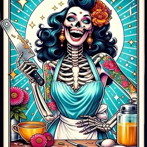 CHWGLFGG 5D Diamond Art Kits for Adults Beginners, Skull Skeleton Chef Diamond Painting Kits, DIY Full Round Drill Paint by Diamonds Dot Gem Art for Adults, Home Wall Decor 12x 16 Inch