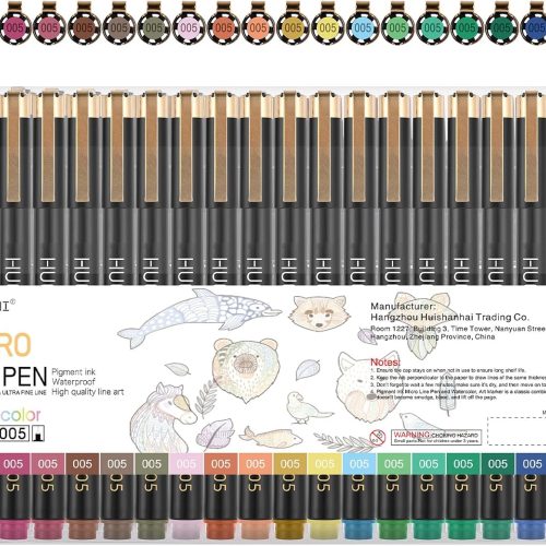 005 Micro Pen,20 Colors Waterproof Ink 0.20mm Fine Tip FineLiner Pens for Art Illustration,Sketching, Anime, Bullet journal,and Technical Drawing