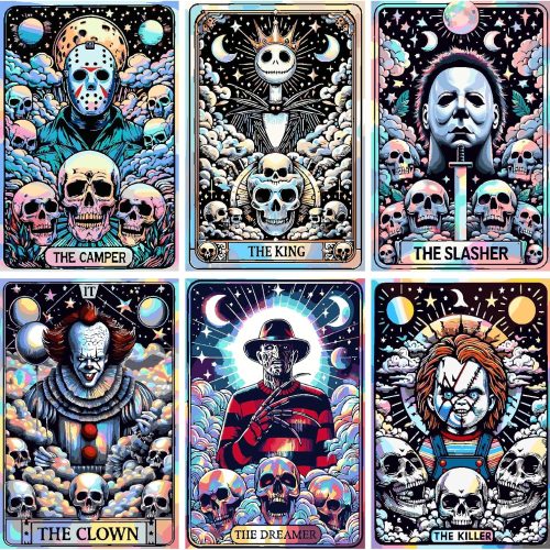 6 Packs Halloween Paint by Number Kits for Adults, Horror Movie Adult's Painting by Numbers on Canvas, Easy Acrylic DIY Oil Painting on Canvas, Home Wall Decor(12x16in No Frame)
