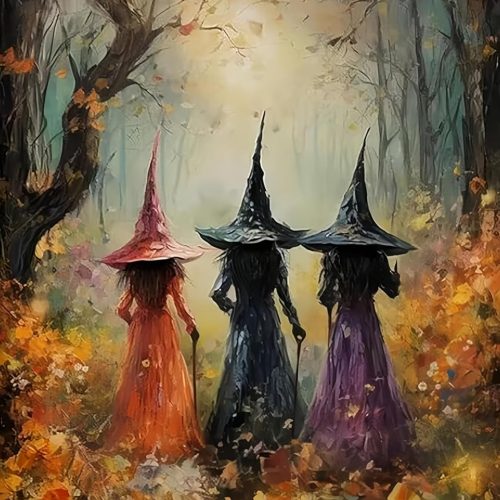 CSZPPQAF 5D Diamond Painting Kits for Adults, Halloween Witch Diamond Art Kits for Adults Beginner, DIY Full Drill Diamond Dots Gem Painting for Home Decor 12x16 Inch