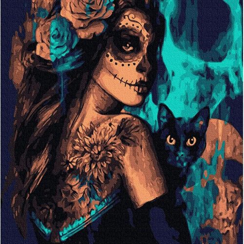 Halloween Paint by Number Skull Witch,Banshee Paint by Numbers Kit for Adults Beginners,DIY Oil Painting Acrylic Home Wall Decor for Art and Craft 16x20 inch