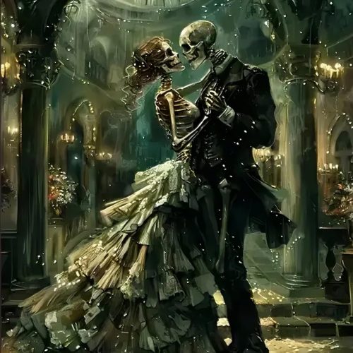 LWZAYS Skull Diamond Art Kits for Adults, Romantic Skeleton Lover Diamond Painting Kits for Adults, DIY 5D Full Drill Round Crystal Rhinestone Gem Art Craft Kits for Home Decor 12x16 Inch