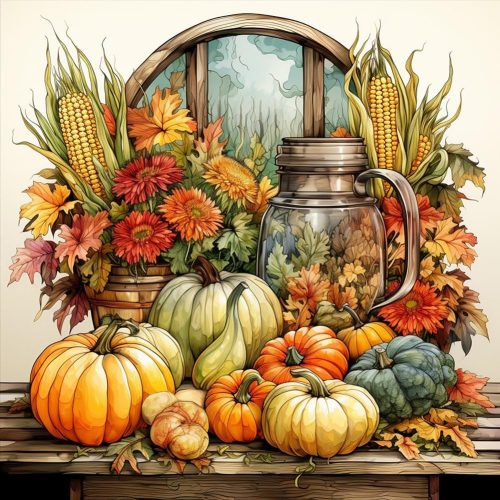 Acudotr Diamond Painting Kits for Adults, 5D DIY Pumpkin Diamond Art Kits for Beginners, Full Drill Diamond Painting Kits for Home Wall Decor, Harvest, 12x12 Inch
