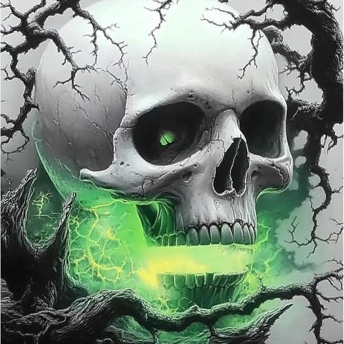 Skull Diamond Art Kits for Adults Halloween, 5D Horror Diamond Painting Kits, Full Round Drills Spooky Skeleton Diamond Dots DIY Ghost Gem Art Crafts Paint by Diamonds for Decor 12x16IN