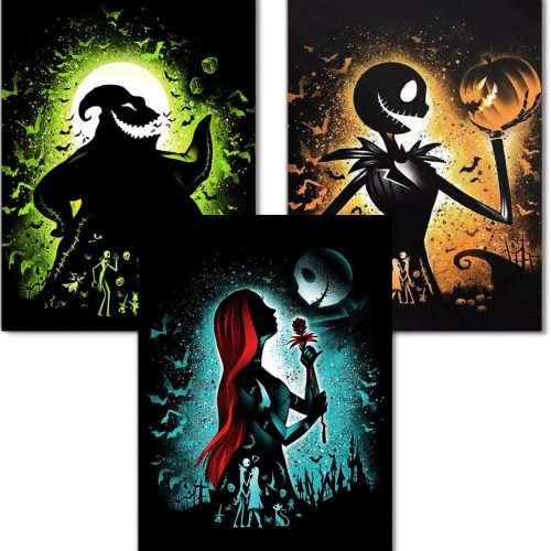 AIBOERL Diamond Painting Kits for Adults - 3 Pack Halloween DIY 5D Diamond Art Kits Full Drill Diamond Dots Paintings with Diamonds Gem Art and Crafts Home Decor 12x16inch