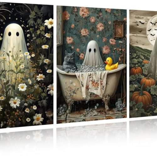 EIBEILI 3 Pack Halloween Diamond Art Kits for Adults-5D Full Round Drill Ghost Diamond Art,DIY Diamond Art Ghost Kits for Gift Home Wall Decor 12x16inch