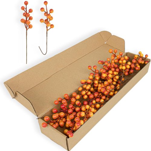 Artificial Berry Stems 32 Pack Fall Floral Picks and Sprays 6.5 Inch Small Orange Berry Branches for Autumn Thanksgiving Christmas Tree DIY Decorations38.08CTZ376CT