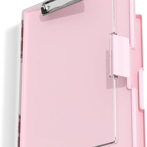 Hongri Clipboard with Storage, Pink 8.5 x 11 Folder Nursing Side Opening, Heavy Duty with Dual Compartment, Smooth Writing for Teachers, Classroom, Size 13.3 x 9.4 x 1.5 in, Office & School Supplies