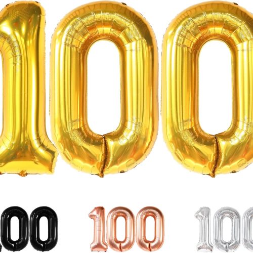 CTZ510CT_1 KatchOn, Large Gold 100 Balloon Number - 40 Inch | Mylar Foil Balloon for 100th Birthday Decorations | 100th Gold Balloons For Anniversary Decorations | Golden Birthday Party Decorations