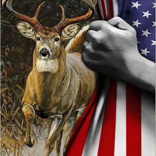 FORLAND Patriotic Diamond Painting Kits for Adults Beginners - 5D DIY Deer American Flag Full Drill Diamond Kits Painting Crafts for Home Wall Decor, Diamond Art Kits,12x16inch