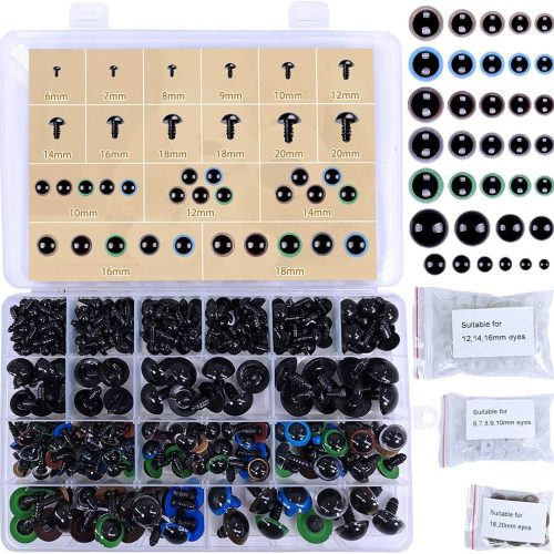 Winlyn 282 Pcs 6-20mm Colorful & Black Plastic Safety Eyes with Washers Craft Doll Eyes for Amigurumi, Crafts, Crochet Toy and Stuffed Animals (Assorted Sizes)