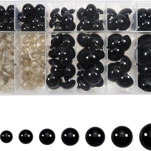 TOAOB 150pcs Large Safety Eyes Crafts Doll Eyes with Washers 12mm to 30mm Black Plastic Safety Eyes for Amigurumis Crochet and Stuffed Animals Bears Making