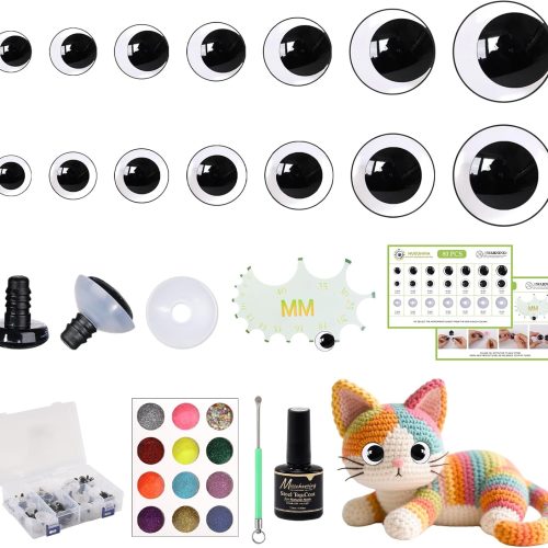 MUCUNNIA 160PCS Clear Safety Eyes 12-30MM Safety Eyes for Crocheting with Washers DIY Clear Moon Safety Eyes for Amigurumi 3D Moon Crochet Eyes Doll Eyes for Animals Teddy Bear Crochet Toy