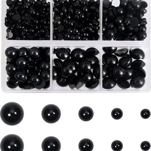 TOAOB 500pcs Round Black Plastic Doll Eyes 4mm 5mm 6mm 8mm 10mm Flatback Cabochon Button Eyeball Beads for Stuffed Animals Amigurumis Crochet Bears Crafts Making
