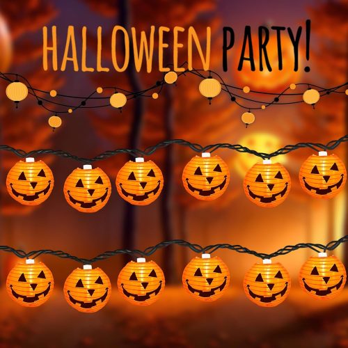 Outdoor Halloween Decorations - 8.5Ft Pumpkin Lantern String Lights with 10 LED Mini Bulbs, Hanging Jack O Lantern Lights for Indoor/Outdoor Use