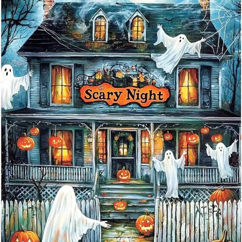 HEIBAGO Halloween Diamond Art Kits Ghost for Adults, Diamond Painting Kits Pumpkin for Beginners,5D DIY Full Round Drill Diamond Painting gem Art for Adults, Home Wall Decor 12 x 16 Inch