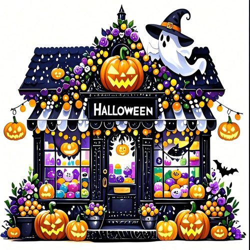 Pumpkin Ghost House Diamond Art Kits for Adults,5D Halloween Diamond Painting Kits for Adults Beginners,DIY Full Round Drill Diamond Dot Painting Gem Art Kits for Adult,Home Wall Decor 13.8x13.8 Inch