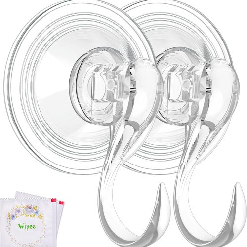 VIS'V Wreath Hanger, Large Suction Cup Wreath Hooks with Wipes, Heavy Duty, 22 LB Capacity, Removable and Reusable, Clear, 2 Pcs