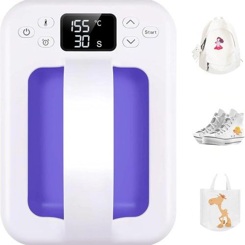 Heat Press Machine For T Shirts, 7" × 5" Portable Mini Heat Press Fast Even Heat, Easy Press T Shirt Printer Machine for HTV Vinyl and Heat Transfer Sublimation for Tote Bags, Hat,DIY Projects(Violet)