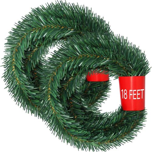 DearHouse 40Feet Christmas Garland, 2 Strands Artificial Pine Garland Soft Greenery Garland for Holiday Wedding Party,Stairs,Fireplaces Decoration, Outdoor/Indoor Use